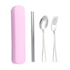 Portable stainless steel tableware three-piece fork spoon chopsticks student set company order tableware