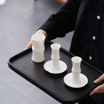 Bamboo Dehua Kaolin Ceramic Wine Set Small Wine Bottle Wine Cup Chinese Wine Divider