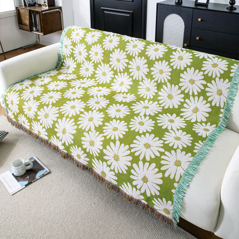 Cross-border jacquard tapestry outdoor camping blanket flower series line blanket nap air conditioning blanket high-grade gift blanket wholesale