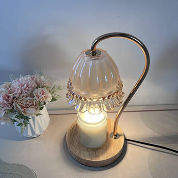 Nordic Lily of the Valley Aromatherapy Wax Melt Lamp Glass Table Lamp Bedroom Bedside Diffuser Lamp with Timer Candle Melting Lamp Atmosphere Lamp