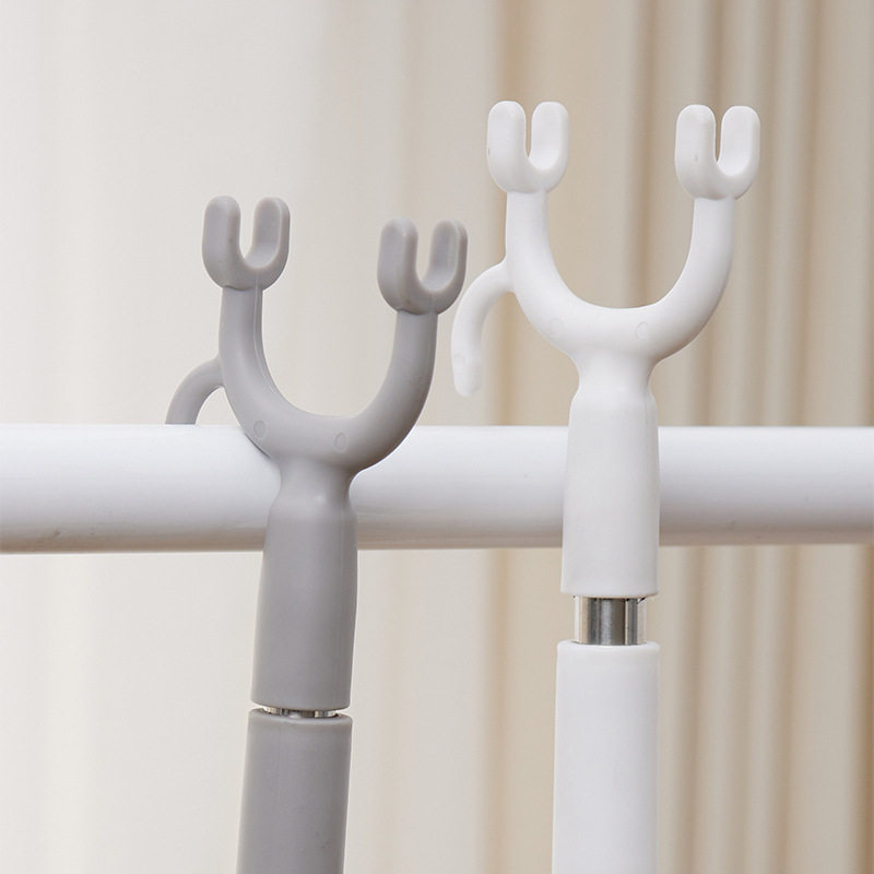 Retractable Clothes Drying Fork Stainless Steel Balcony Clothes Fork Clothes Drying Rod Portable Clothes Rod Clothes Fork Wholesale Solid Color Plastic