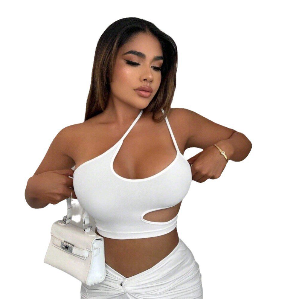 Womens Sexy Asymmetrical One Shoulder Crop Top Spring Summer Collection Trendy Design Comfortable Fabric Wholesale