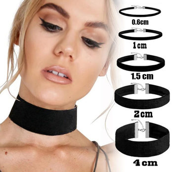 European and American Gothic Jewelry Necklace Women's Simple Choker Clavicle Chain Choker Necklace Black Velvet Cloth Neck Strap
