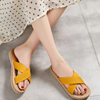 Women's one-word slippers hemp rope straw summer new outdoor cross slippers flat heel set feet