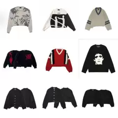 Erd Melancholic Rich Second Generation Retro Distressed Hole Asymmetrical Design Men's and Women's Trendy Casual Sweater Jacket