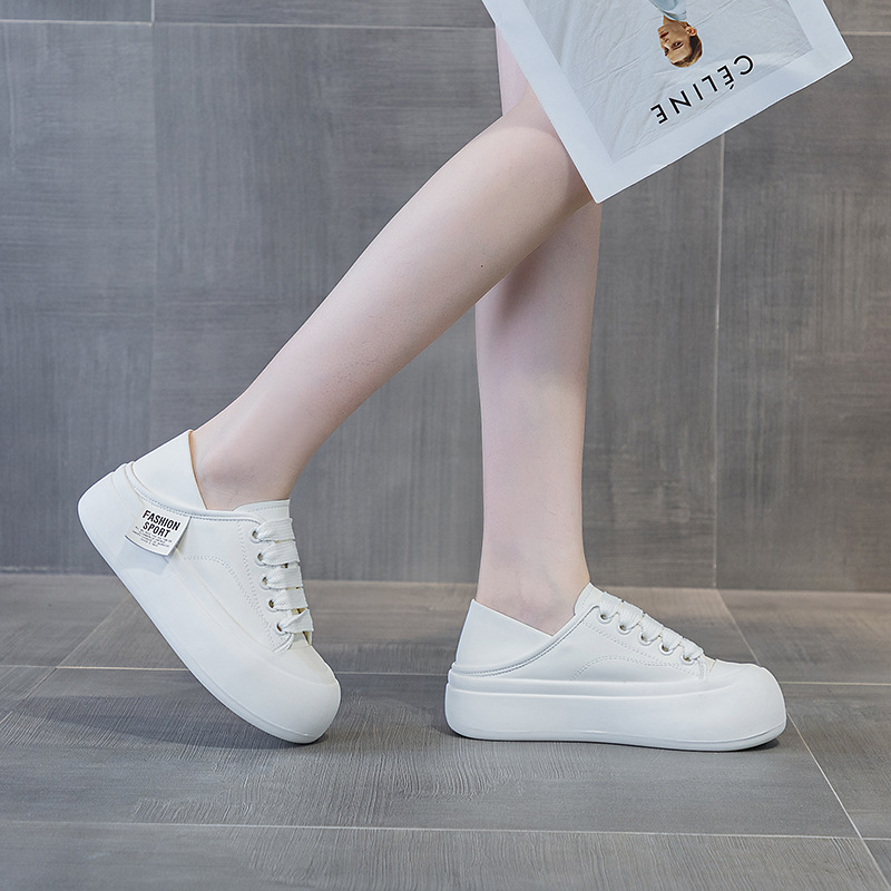 Giày sneaker nữ mũi tròn đế dày phối dây buộc — M 2378m màu, M2378 màu be