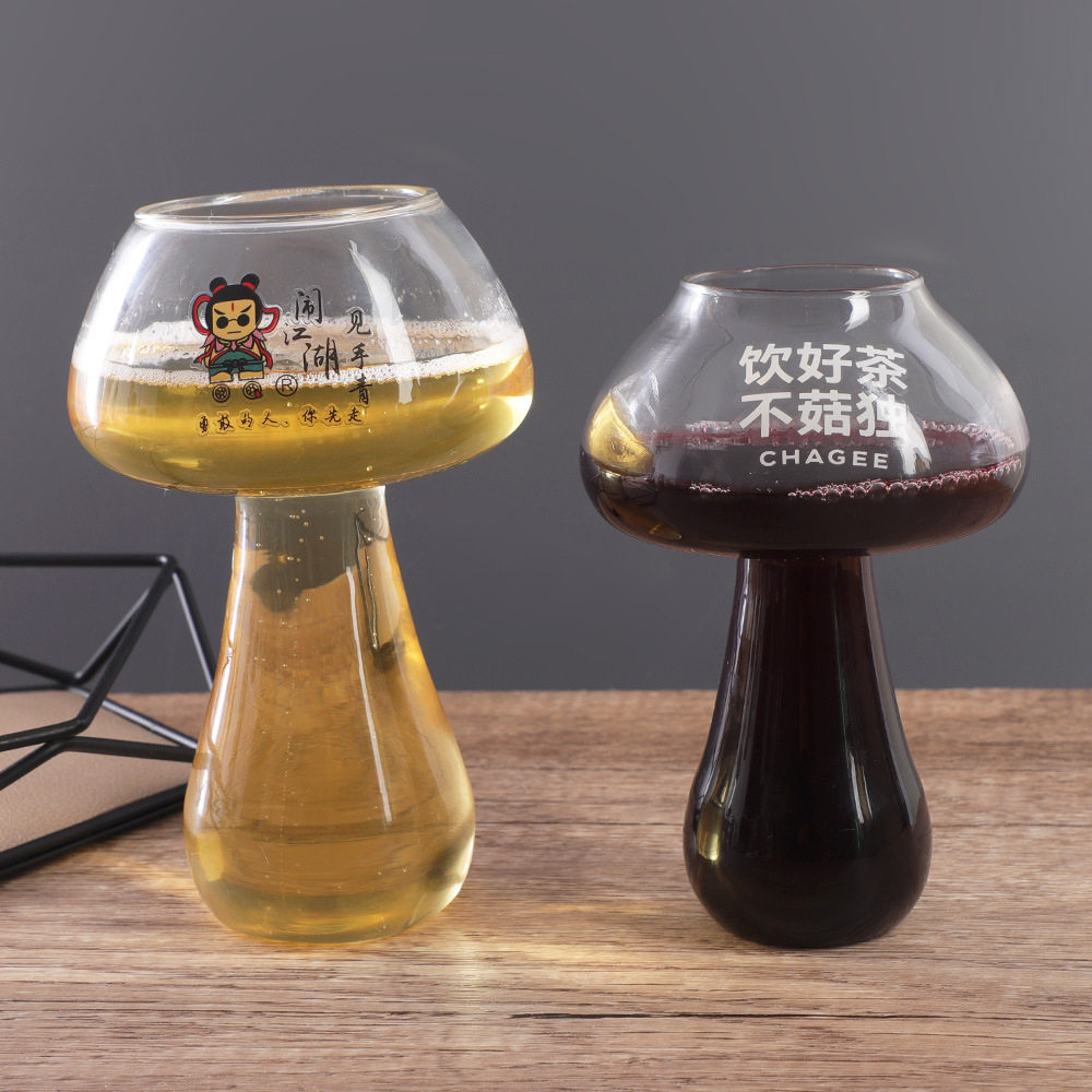 Ins Creative and Unique Mushroom Glass Cup Ktv Bar Cocktail Cup Trendy Juice Drink Milk Tea Mushroom Cup