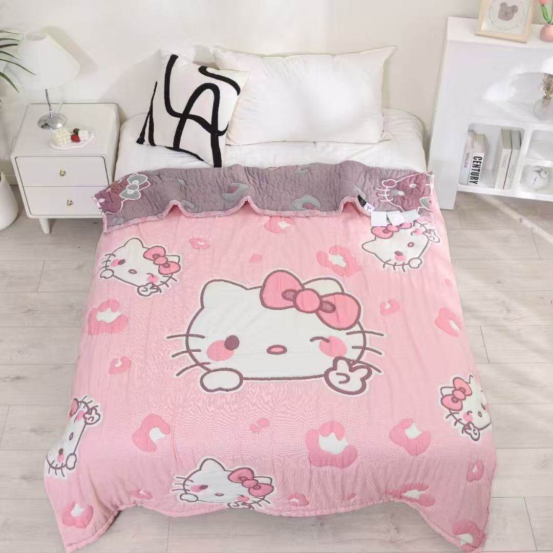 Single Cotton Gauze Cover Blanket for Four Seasons Universal High-grade Cartoon Cloud Towel Nap Thickened Cotton Towel Quilt