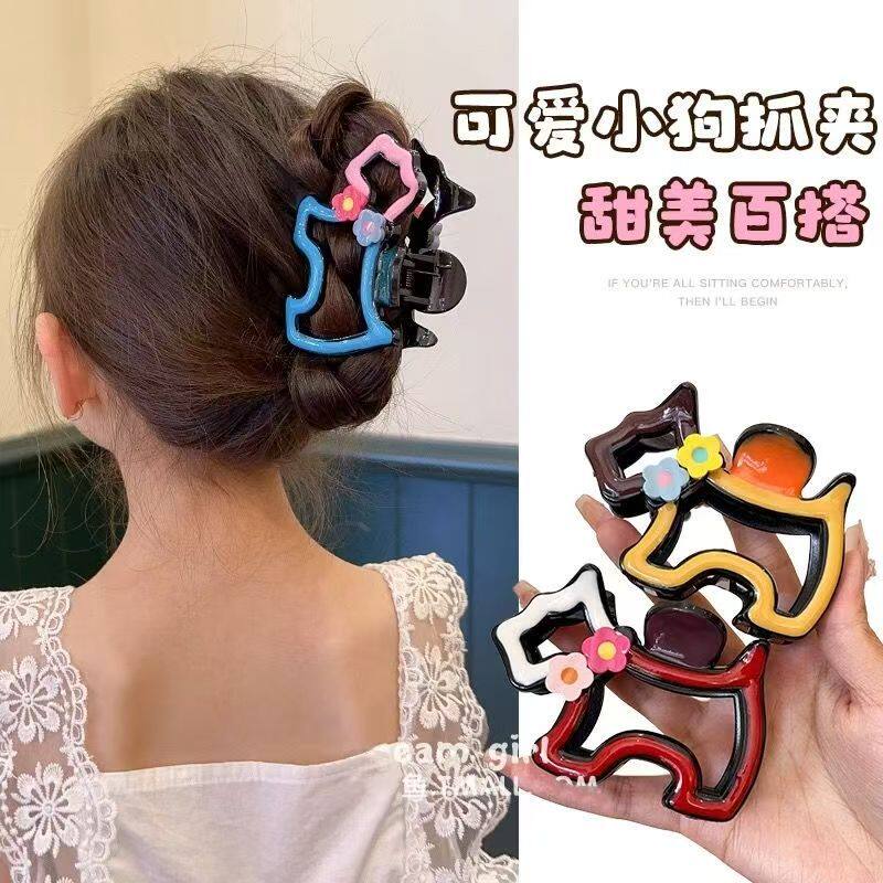 新款高颜值卡通猫咪发夹抓夹后脑勺半扎发盘发鲨鱼夹百搭发卡发饰