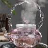 Pink Butterfly Glass Teapot for Brewing Tea, Electric Ceramic Stove Glass Teapot, High-Temperature Resistant Teapot, High-Value Fairy Teapot