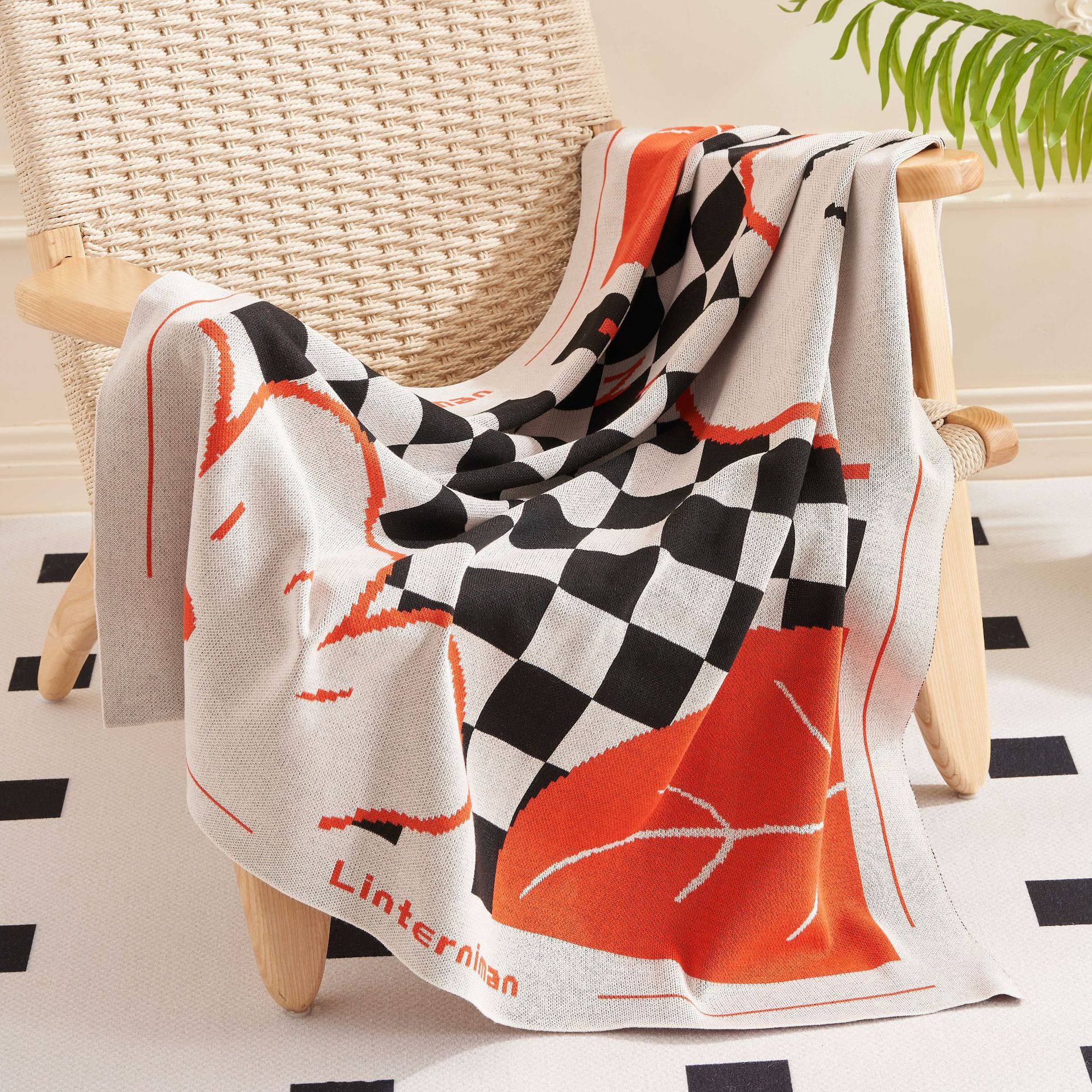 Ins Style Chessboard Simple Casual Multi-use Office Nap Blanket Casual Blanket Sofa Blanket Knitted Blanket Air-conditioning Blanket