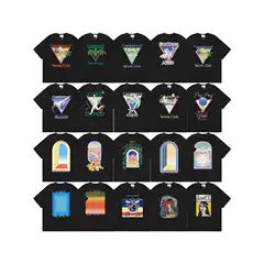 Cross-Border 2024 Spring and Summer New Style Casablanca Logo Printed Loose Short-Sleeved T-Shirt for Men and Women