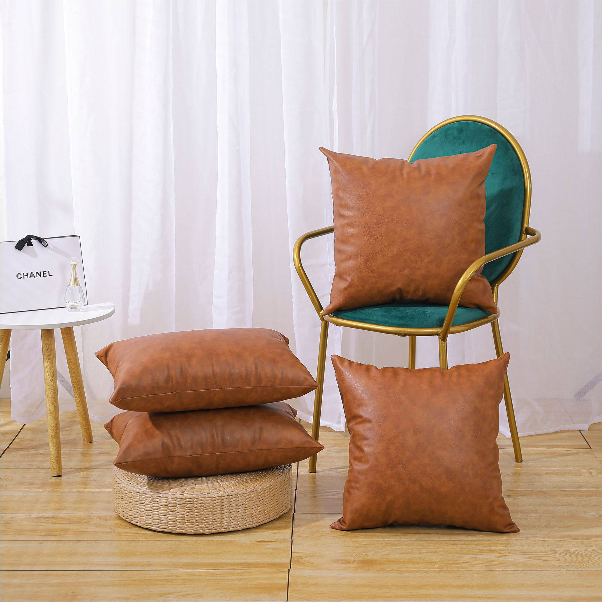 Light Luxury Amazon Home PU Leather Pillow Modern Sofa Pillow Case Waterproof Leather Foreign Trade Pillow Case Wholesale