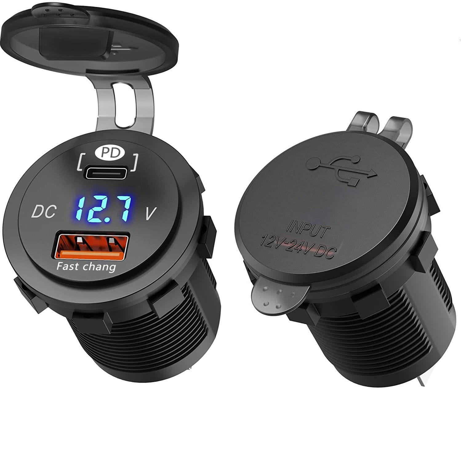 Cross-border new modified car charger pd QC3.0 fast charging TPYE-C multi-function mobile phone car charger