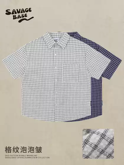 Japanese Style Simple cleanfit Plaid Short-sleeved Shirt 2025 Summer New All-match Loose Couple Half-sleeved Shirt