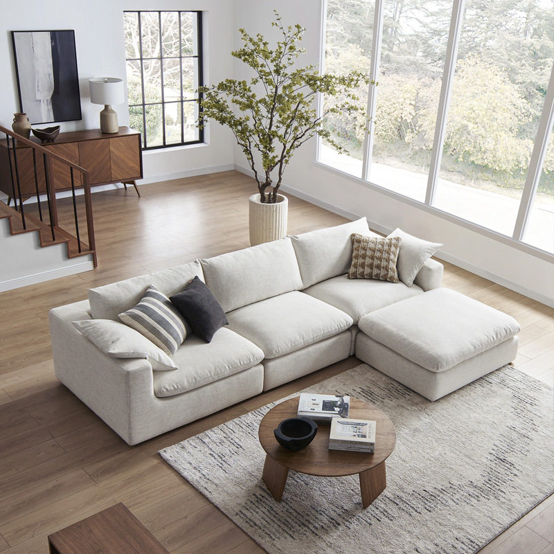 Italian minimalist designer cloud fabric module sofa French...
