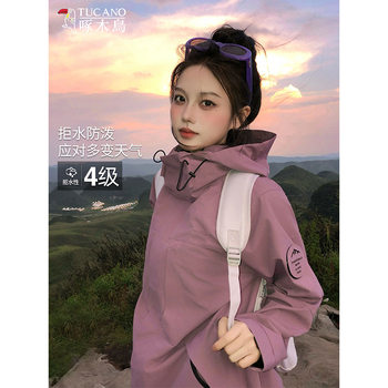 Woodpecker Purple Jacket Women's 2025 New Autumn and Winter Outdoor Small Three-In-One Great-Looking Windproof Jacket