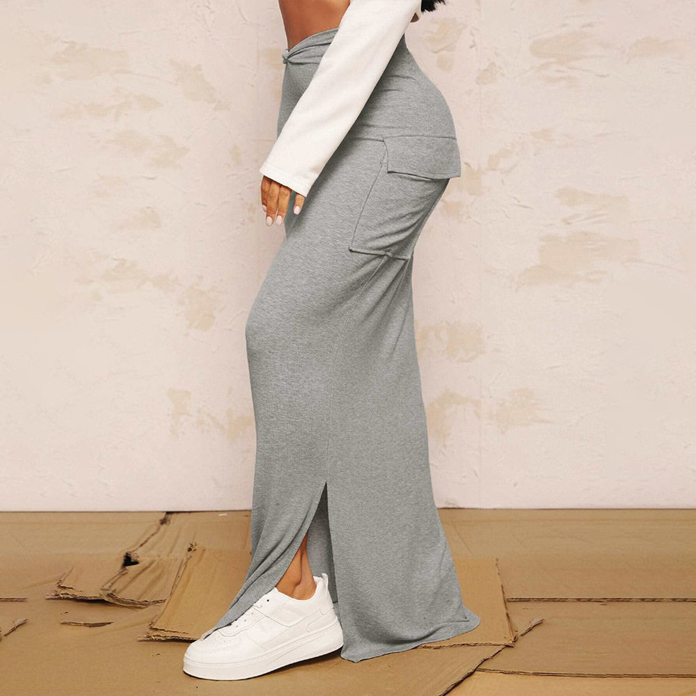 Womens Solid Color Bodycon Maxi Skirt Slim Fit Elegant Style Perfect for Spring and Summer Wholesale Available