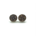 Cross round flat earring