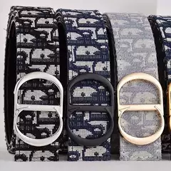 New Men's Canvas Belt Fashion Versatile Trendy Letter Buckle Leather Belt Wholesale Simple Fabric Belt Leather Belt