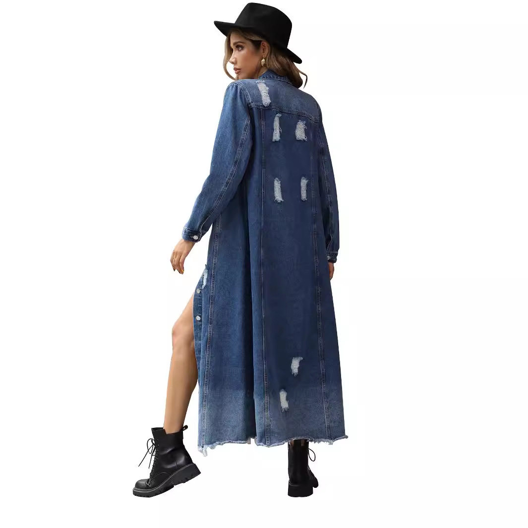 Vintage Slim Fit Long Sleeve Denim Dress for Women Waist Defining Stylish Comfortable Perfect for Casual Outings