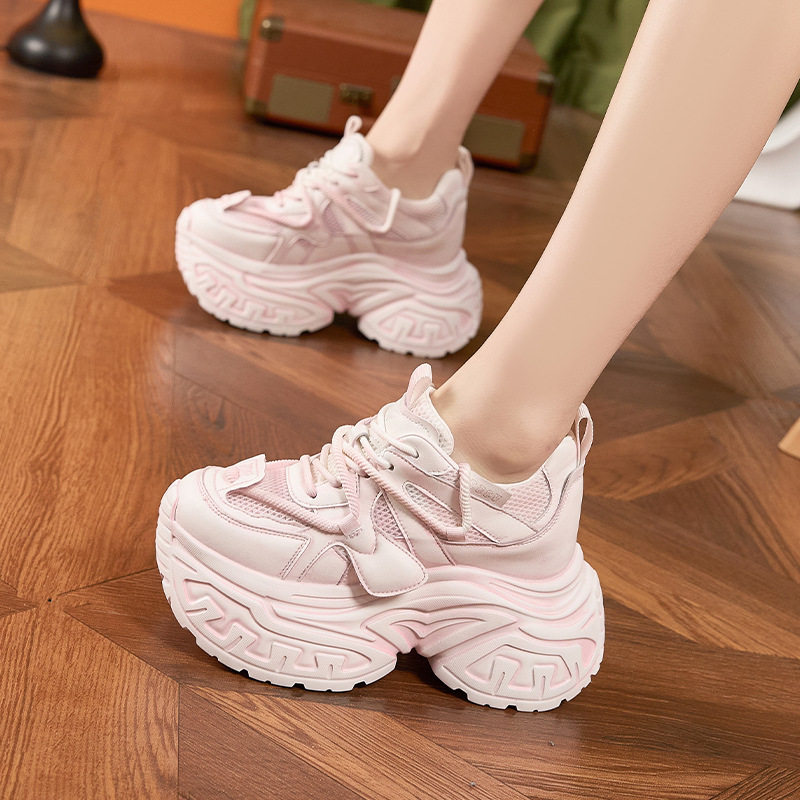 Giày cao gót nữ đế xuồng platform gót dày 8cm mũi tròn quai hậu — Bạc, Vàng nhạt, Anh đào