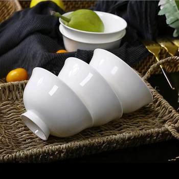 Tangshan Red Rose Bone China Wholesale Rice Bowl Modern Simple Soup Bowl Small Rice Bowl Rice Bowl Pure White Bone China Bowl