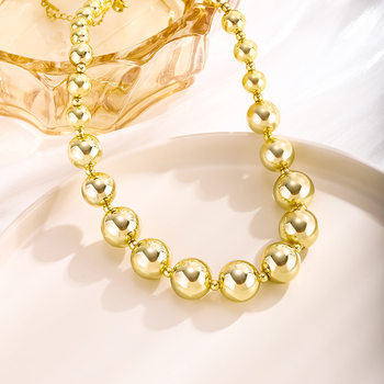 Europe and the United States cross-border wholesale titanium steel beaded necklace women do not fade fashion Joker trend high sense accessories pendant women