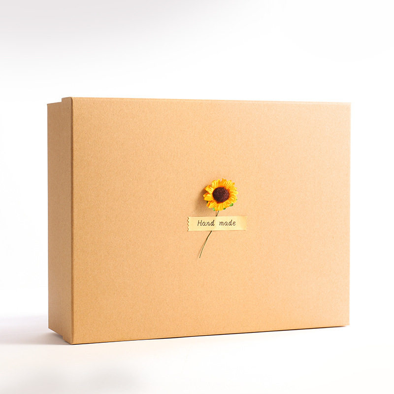 Factory direct gift box packaging empty box yellow rectangular heaven and earth cover packaging box Kraft paper gift box