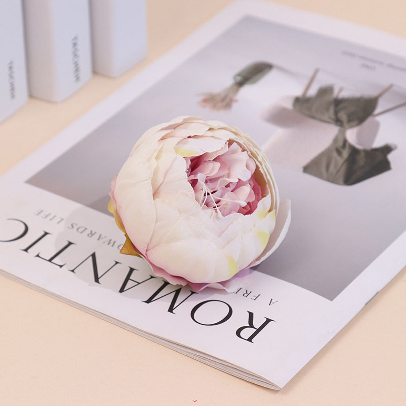 仿真花头苞心牡丹花朵礼盒装饰花墙制作跨境绢花婚庆背景软装假花