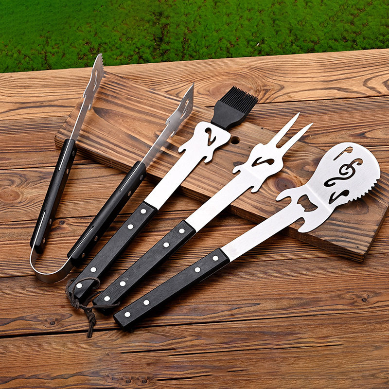 Amazon Outdoor Camping Portable BBQ BBQ Tools Stainless Steel Creative Guitar Baking Tool suit Storage Bag Bag