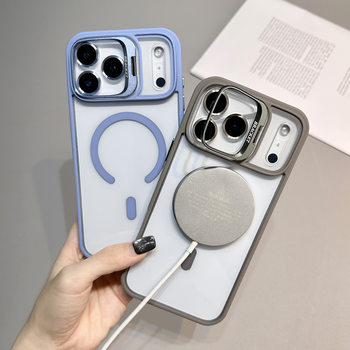 Suitable for Apple 17Promax Lens Holder Magnetic Phone Case Iphone16 Comes with Lens Film 15 Anti-Fall Case