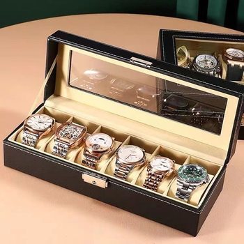 Leather Watch Box, Watch Storage Box, Watch Display Box, Watch Box, Multiple Watch Jewelry Box, Skylight Bracelet Box