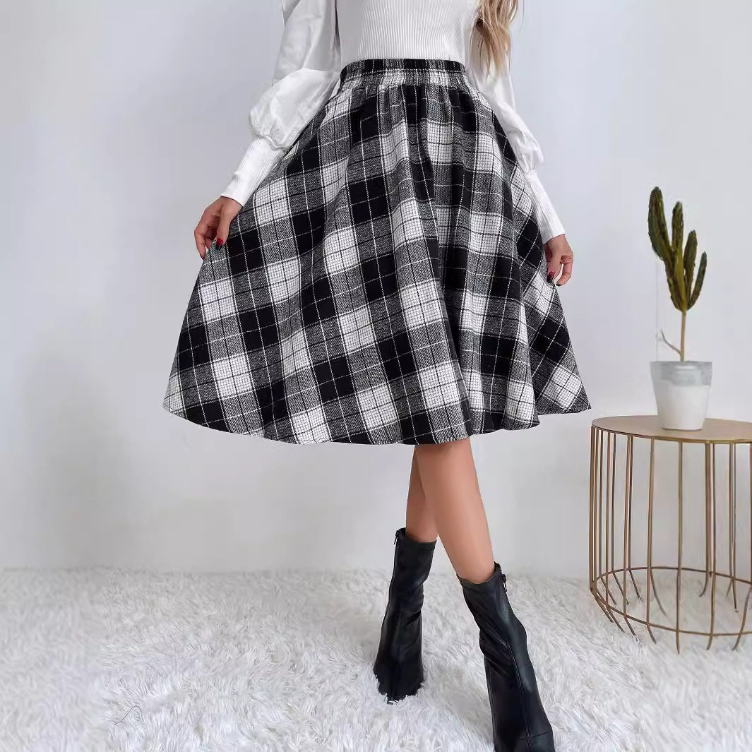High Waisted A Line Plaid Skirt Fashionable Versatile Elegant Perfect for Casual or Office Wear Wholesale Available