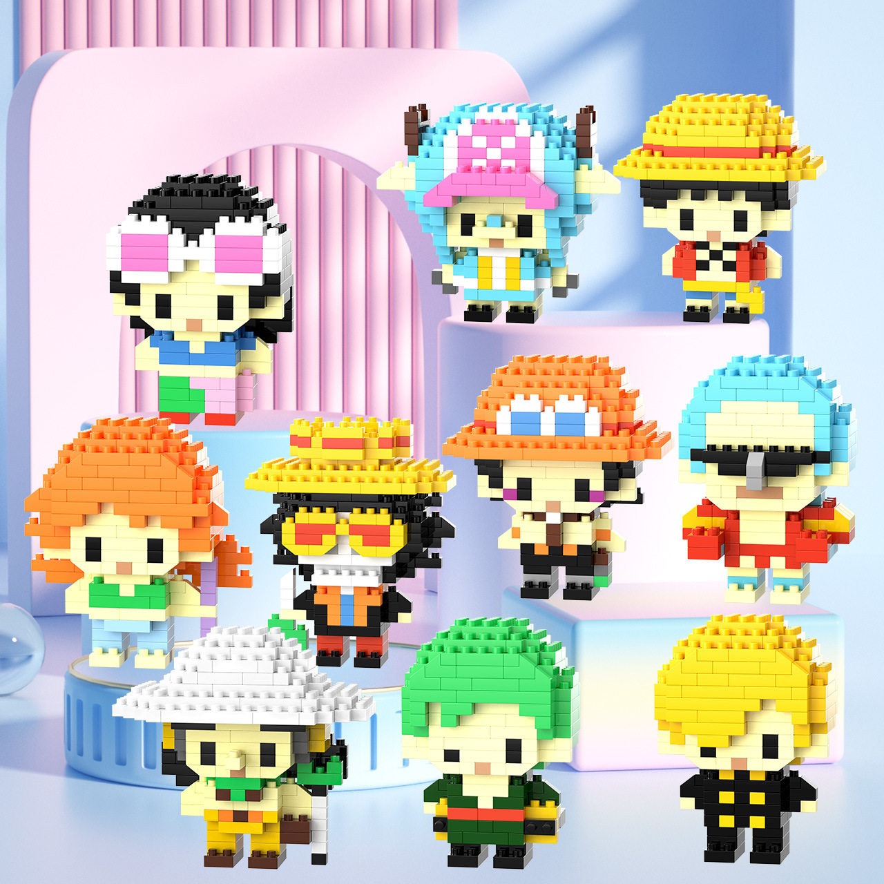 Новые строительные блоки из микрочастиц Pirate совместимы с игрушками Lego, собранными вручную, коробками для штор, украшениями ручной работы Luffy, оптовыми производителями Изображение 1
