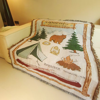 Cross-border Foreign Trade Camping Blanket Ins Wind Beach Towel Line Blanket Outdoor Carpet Sofa Blanket Cover Blanket Sofa Cover Cover