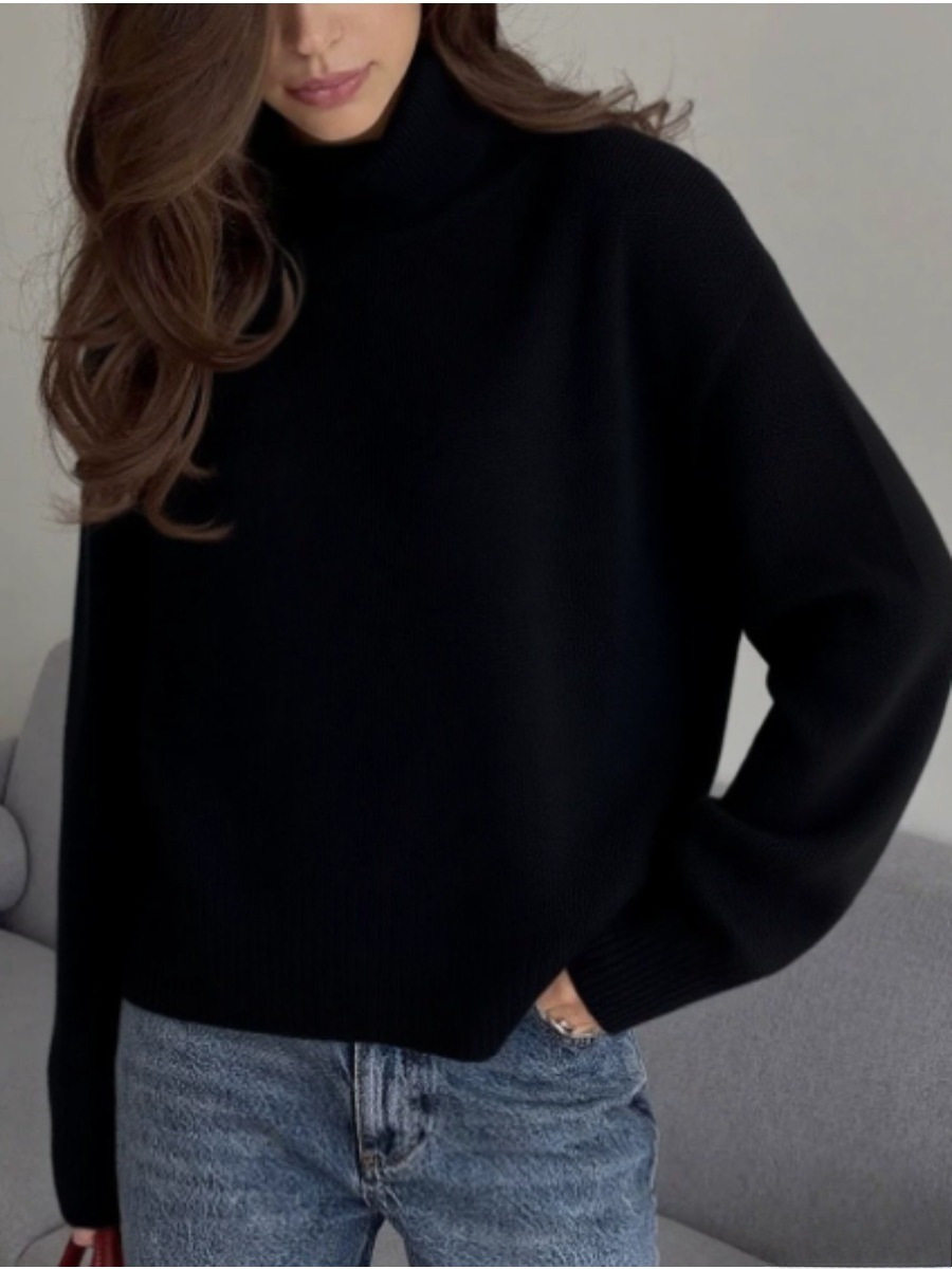 Womens Chunky Knit Sweater Solid Color Turtleneck Loose Fit Casual Autumn Winter Top Wholesale Available