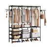 Foreign Trade Cross-border Hot Selling Simple Three-row Multi-function Storage Hanger Household Bedroom Floor Rack Coat Rack