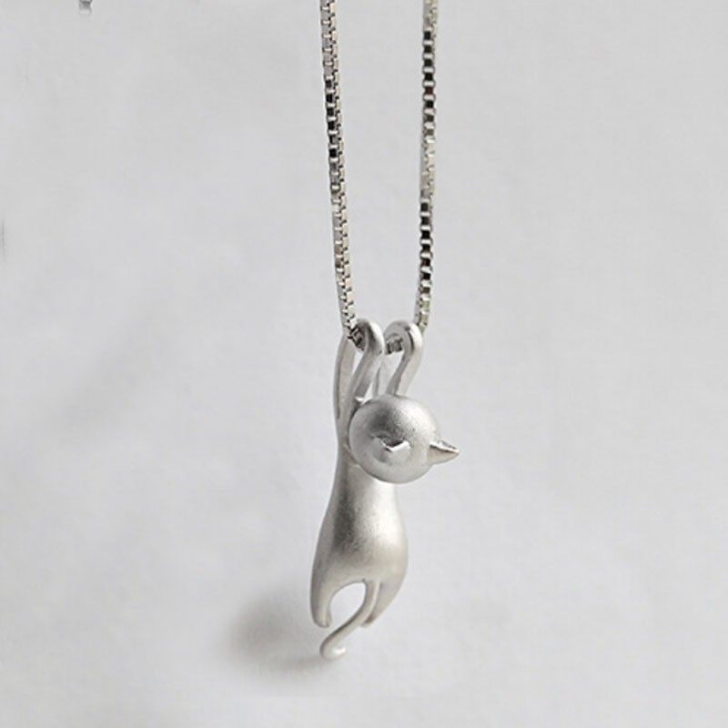Women Korean Style Solid Three-Dimensional Cute Cats Cat Pendant Necklace