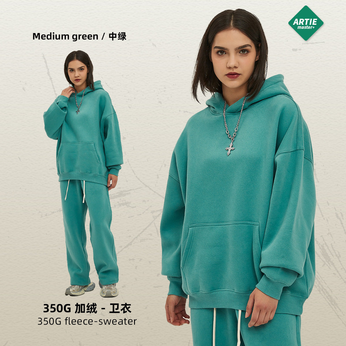 Новая мужская толстовка оверсайз с капюшоном на флисовой подкладке 350 г, модная, утепленная, осенне-зимняя коллекция 2026 года.