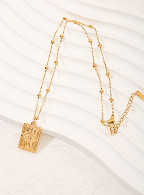 埃及李阿姨中东异域风饰品不锈钢项链恶魔之眼叠戴项链necklace