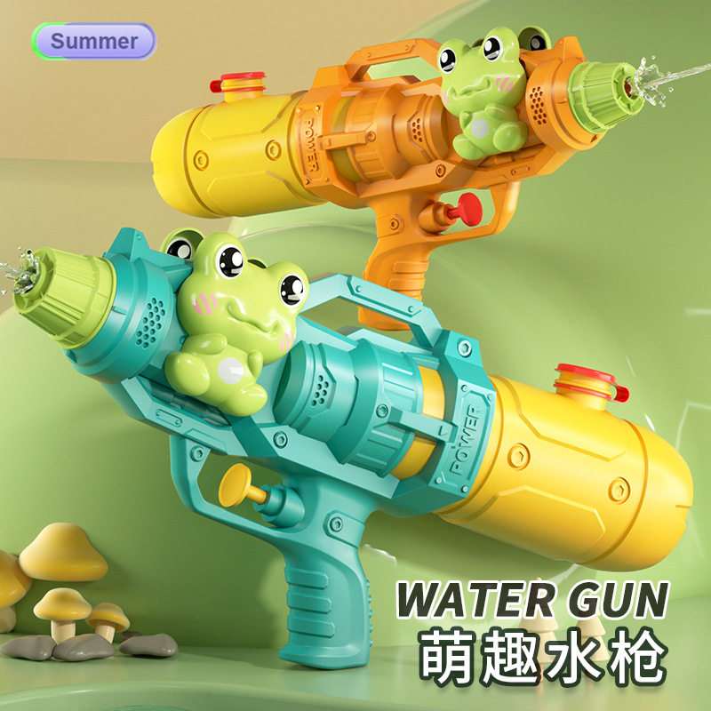 新款儿童水枪玩具网红双喷头戏水枪小马恐龙鸭子鲨鱼抽拉式滋水枪