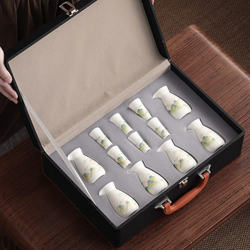 Ceramic Wine Set Gift Box Chinese White Wine Cup Decanter Dehua White Porcelain Jade Souvenir Gift