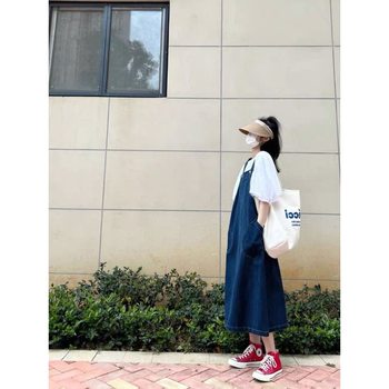 Maternity Wear 2025 Summer New Korean Style Fashionable Two-Piece Maternity Suspender Dress