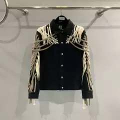 Wang Yibo Style Dark High Street Drawstring Jacket Unisex Off-White Loose Casual Jacket