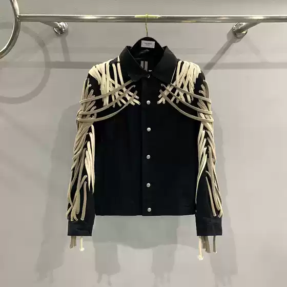 Wang Yibo Style Dark High Street Drawstring Jacket Unisex Off-White Loose Casual Jacket