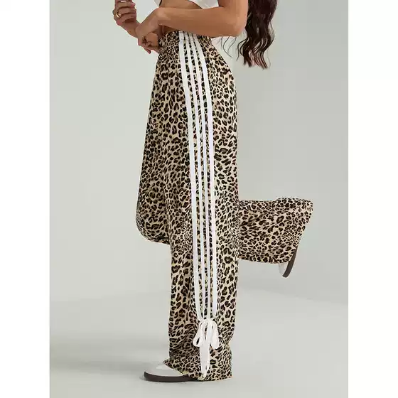 Spring and Autumn 2025 New AliExpress Contrast Color Strip Casual Pants Women's High Waist Sports Pants Loose Wide Leg Long Pants