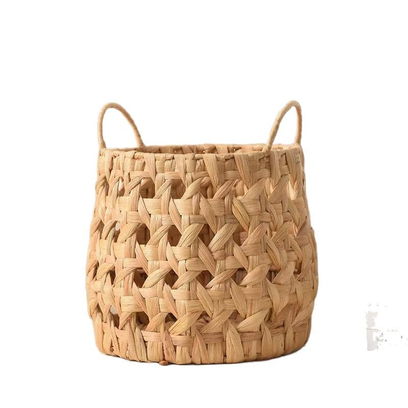 Water Hyacinth Grass Hand-Woven Toy Sundries Storage Basket Hotel B&B Dirty Clothes Basket Living Room Snack Woven Basket