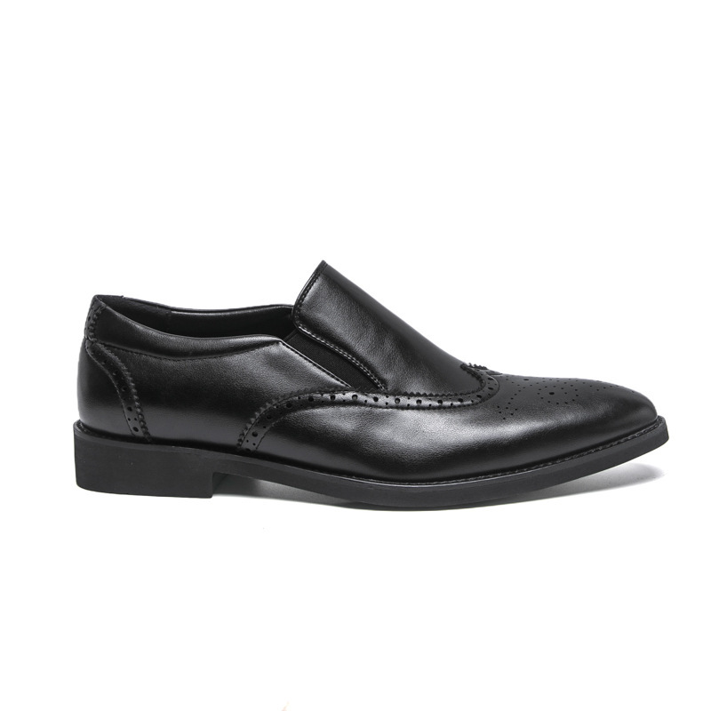 Giày da nam mũi nhọn kiểu brogue derby công sở — 613 màu trắng, 613 màu đen