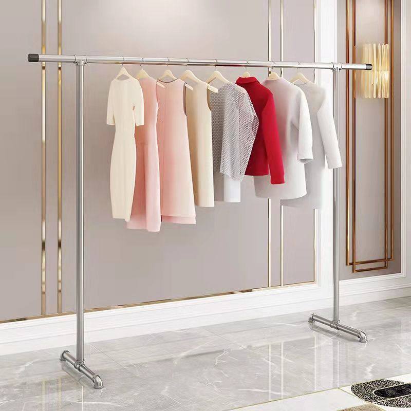 Clothes Drying Rack Galvanized Steel Pipe Clothes Drying Rack Upper and Lower Double-Layer Floor-Standing Rack Single-Pole Clothes Drying Rack Indoor Balcony Clothes Hanging Rack